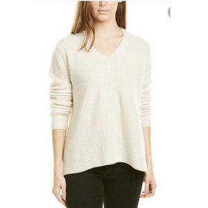 J. Mclaughlin Abie Cashmere Wool Blend V-neck Cream Sweater Pullover L NWT